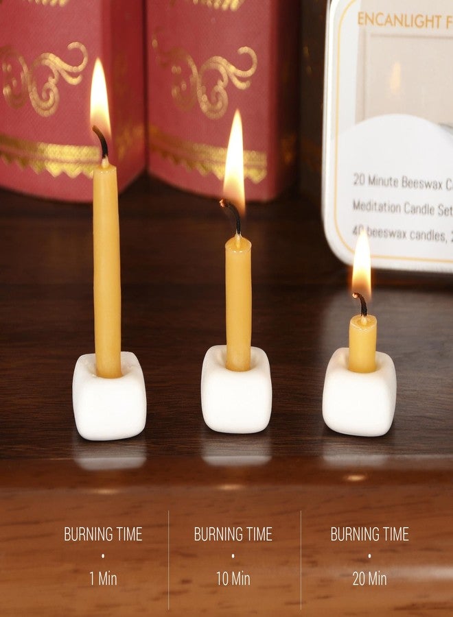ENCANLIGHT Meditation Beeswax Candles 40Pcs, 20 Minute Mini Candles Set, 2.6 Inch Small Bees Wax Taper Candles - Smokeless, Dripless and Non-Toxic for Home, Women Gifts, Yoga - Image 5